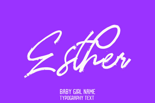 Esther Name for Cute Baby Girl in Cursive Typography Text on Purple Background