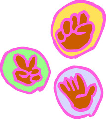 Fototapeta premium 子供が描いたじゃんけんの絵 落書き 下手