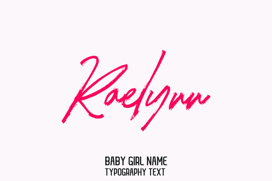 Raelynn Stylish Cursive Pink Color Calligraphy Text Girl Baby Name on Light Pink Background