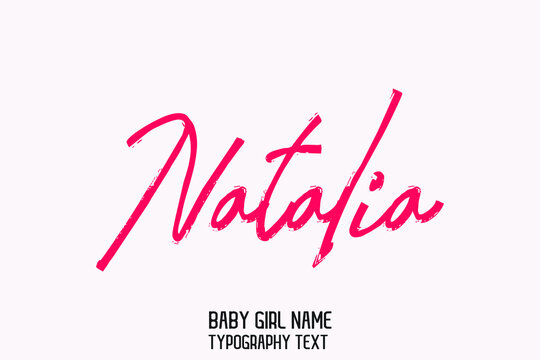 Stylish Cursive Pink Color Calligraphy Text Girl Baby Name on Light Pink Background