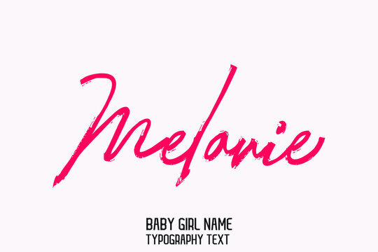 Melanie Stylish Cursive Pink Color Calligraphy Text Girl Baby Name on Light Pink Background