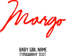 Baby Girl Name Margo Handwritten Lettering Modern Red Color Brush Calligraphy Text