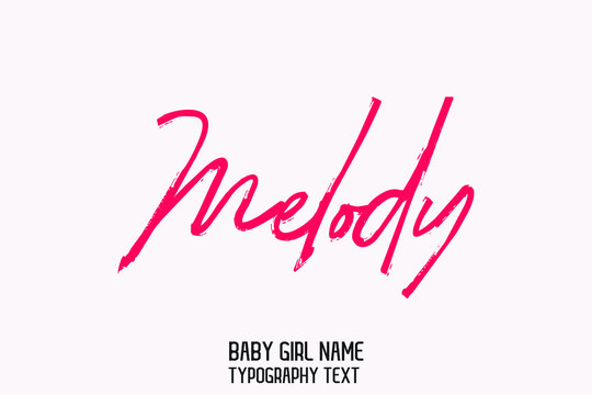 Melody Stylish Cursive Pink Color Calligraphy Text Girl Baby Name on Light Pink Background