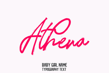 Athen Woman's Name in Pink Color Brush Calligraphy Text