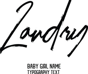 Landry Girl Name in Stylish Black Brush Typography Text Lettering