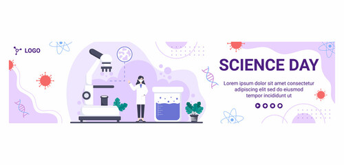 National Science Day Banner Template Flat Design Illustration Editable of Square Background Suitable for Social Media or Greeting Card