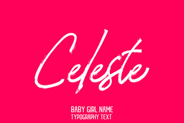 Celeste Name for Cute Baby Girl in Cursive Typography Text Design on Pink Background