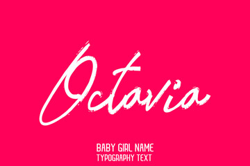 Girl Name Octavia Handwritten Brush Typography on Pink Background