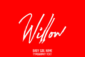 Girl Name Willow in Stylish Cursive Brush Typography Text on Red Background