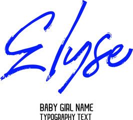Woman's Name Elyse in Blue Color Brush Calligraphy Text