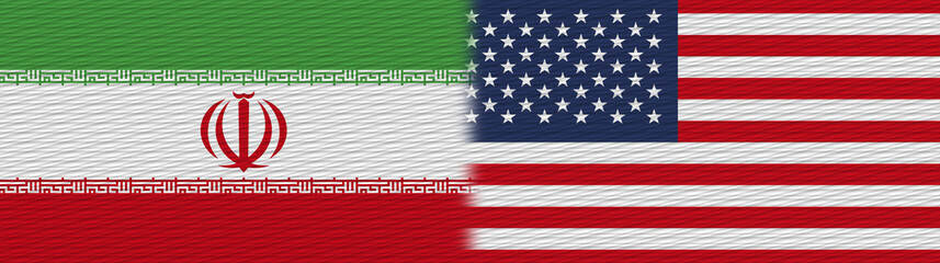United States of America and Iran Fabric Texture Flag – 3D Illustration