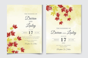 Elegant watercolor wedding invitation card with greenery leaves. Floral decoration vector for save the date, greeting, thank you, rsvp, etc