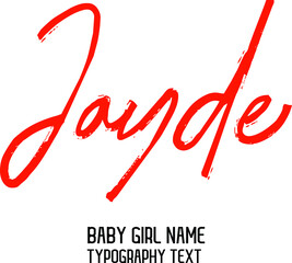 Girl Name Jayde Handwritten Lettering Modern Red Color Calligraphy  Text