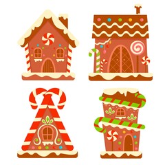 Christmas cartoons clip art. Gingerbread house clipart set  illustration