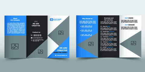 Tri fold brochure design. corporate business template for tri-fold flyer. Creative concept 3 folded flyer or brochure.Vector triple folding brochure for business and advertising