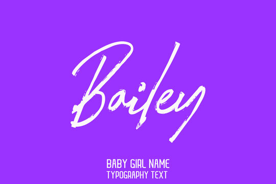 Bailey Woman's name Handwritten Brush Typography Text Beautiful on Purple Background