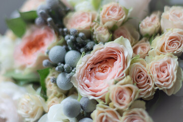 The designer bouauet of roses handmade pink