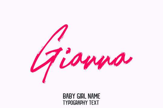Gianna Name for Baby Girl  in Stylish Lettering Cursive Dork Pink Color Text Calligraphic 