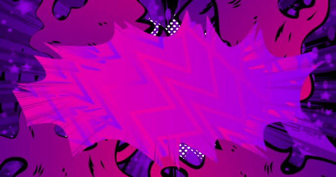 Comic Book Background. Motion poster. 4k animated Comics moving, changing elements, wallpapers. Retro pop art style backdrop.