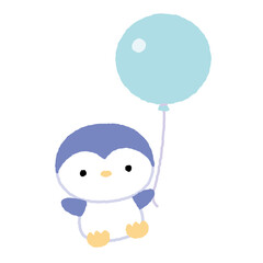 風船を持ったペンギンのイラスト
