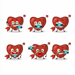 Photographer profession emoticon with cupid love arrow cartoon character
