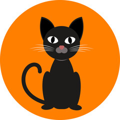 black cat cartoon with orange background (vetor)