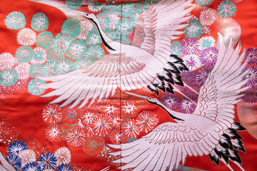 鶴の着物　Japan