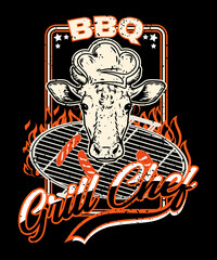 Grill chef Vintage nice BBQ,Grill t-shirt design