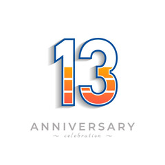 13 Year Anniversary Celebration with Charging Icon Battery for Celebration Event, Wedding, Greeting card, and Invitation Isolated on White Background