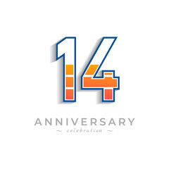 14 Year Anniversary Celebration with Charging Icon Battery for Celebration Event, Wedding, Greeting card, and Invitation Isolated on White Background