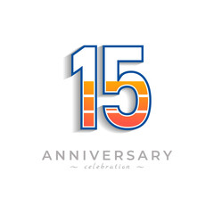 15 Year Anniversary Celebration with Charging Icon Battery for Celebration Event, Wedding, Greeting card, and Invitation Isolated on White Background