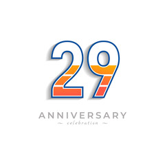 29 Year Anniversary Celebration with Charging Icon Battery for Celebration Event, Wedding, Greeting card, and Invitation Isolated on White Background