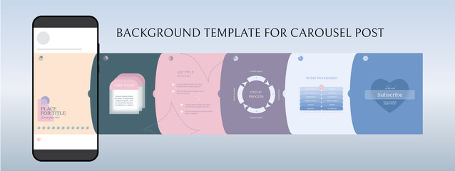 Editable template for carousel post in social network - obrazy, fototapety, plakaty