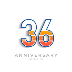 36 Year Anniversary Celebration with Charging Icon Battery for Celebration Event, Wedding, Greeting card, and Invitation Isolated on White Background