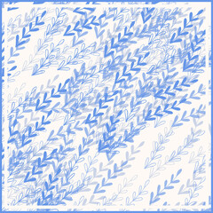 Print for kerchief, bandana, scarf, handkerchief, shawl, neck scarf. Squared pattern with ornament for fabric, textile, silk products. Paisley vector with abstract leaves. Floral folk tracery