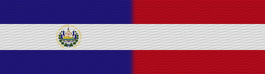 Austria and El Salvador Fabric Texture Flag – 3D Illustration