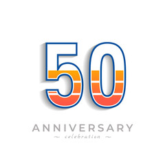50 Year Anniversary Celebration with Charging Icon Battery for Celebration Event, Wedding, Greeting card, and Invitation Isolated on White Background
