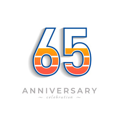 65 Year Anniversary Celebration with Charging Icon Battery for Celebration Event, Wedding, Greeting card, and Invitation Isolated on White Background