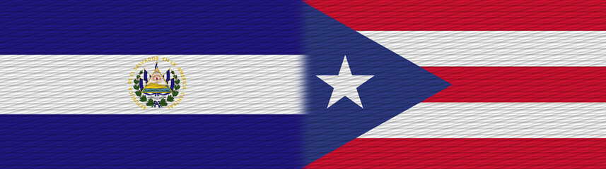 Puerto Rico and El Salvador Fabric Texture Flag – 3D Illustration
