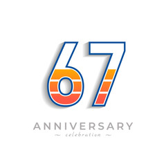 67 Year Anniversary Celebration with Charging Icon Battery for Celebration Event, Wedding, Greeting card, and Invitation Isolated on White Background