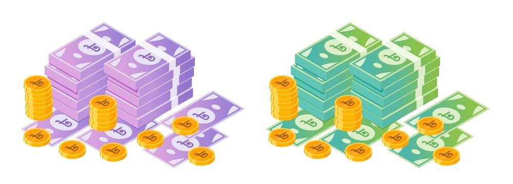 Bangladeshi Taka Money Bundle and Coins