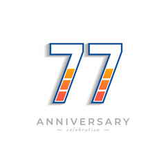 77 Year Anniversary Celebration with Charging Icon Battery for Celebration Event, Wedding, Greeting card, and Invitation Isolated on White Background