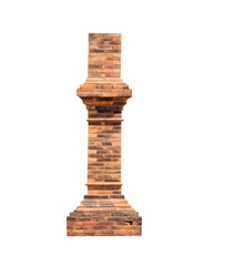 Big brick pole with seamless patterns isolated on white background , clipping path