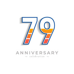 79 Year Anniversary Celebration with Charging Icon Battery for Celebration Event, Wedding, Greeting card, and Invitation Isolated on White Background