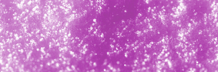 abstract background of snow tinted in pink color in banner format