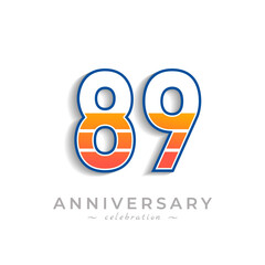 89 Year Anniversary Celebration with Charging Icon Battery for Celebration Event, Wedding, Greeting card, and Invitation Isolated on White Background