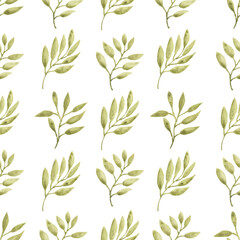 Watercolor leaf seamless pattern