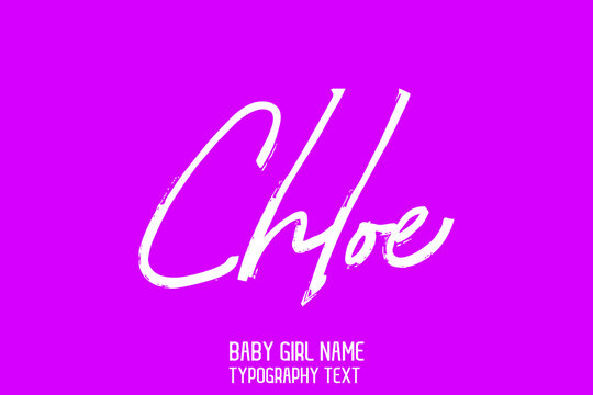 Woman's Name Chloe in Cursive Calligraphy Text Design on Purple Background