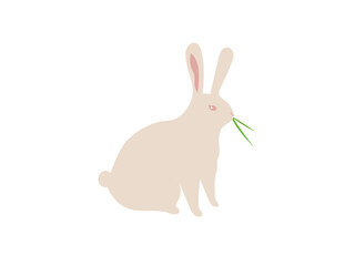 草を食べるウサギのベクターイラスト