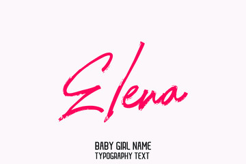 Pink Color Lettering Sign in Stylish Typography Text Baby Name Elena